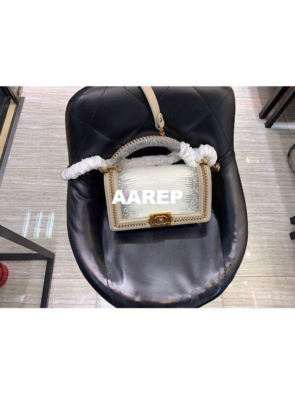 Replica Chanel Lizard Leather Boy Bag with Lizard Handle 002 3