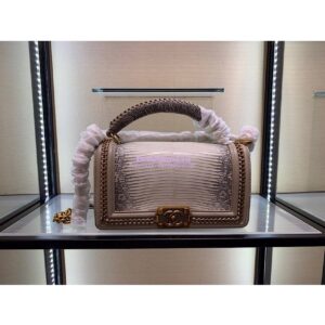Replica Chanel Lizard Leather Boy Bag with Lizard Handle 002 2