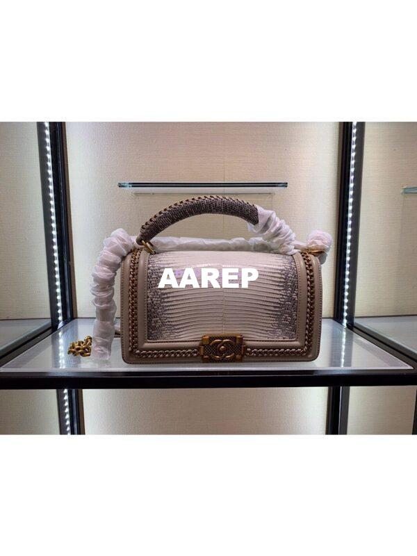 Replica Chanel Lizard Leather Boy Bag with Lizard Handle 002 4