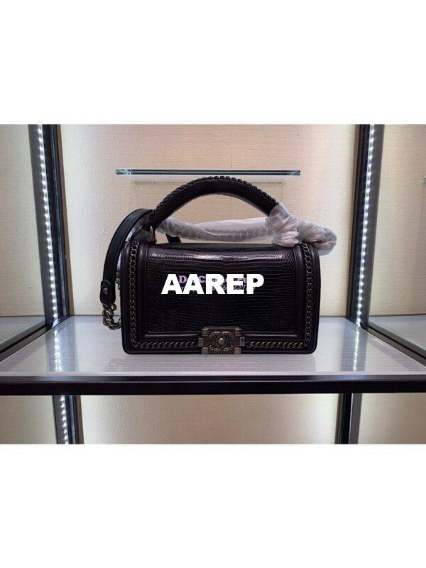 Replica Chanel Lizard Leather Boy Bag with Lizard Handle 001 4