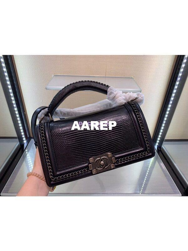 Replica Chanel Lizard Leather Boy Bag with Lizard Handle 001 5