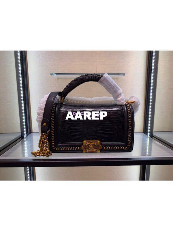 Replica Chanel Lizard Leather Boy Bag with Lizard Handle 001 10