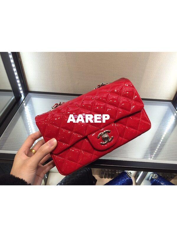 Replica Chanel Quilted Small Classic Flap Bag 20cm Patent Calfskin Red