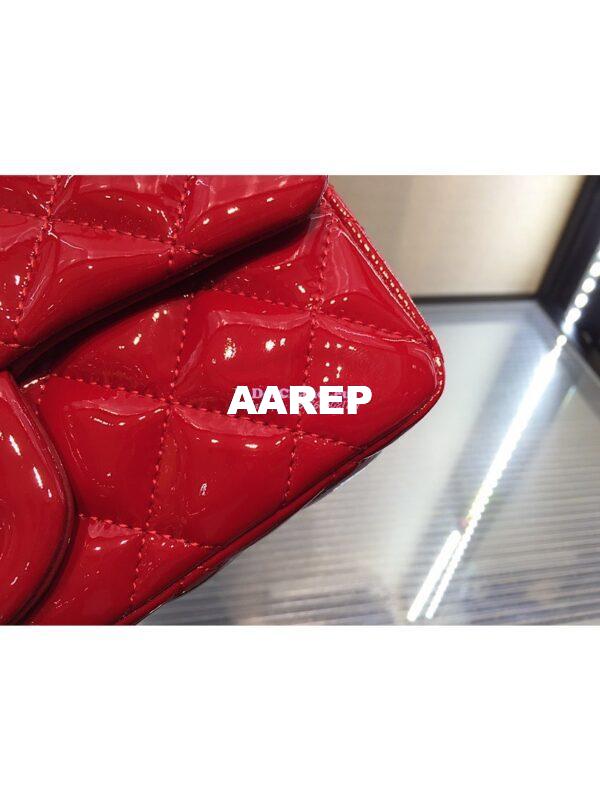 Replica Chanel Quilted Small Classic Flap Bag 20cm Patent Calfskin Red 3