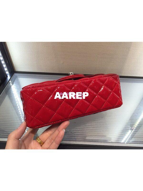 Replica Chanel Quilted Small Classic Flap Bag 20cm Patent Calfskin Red 4