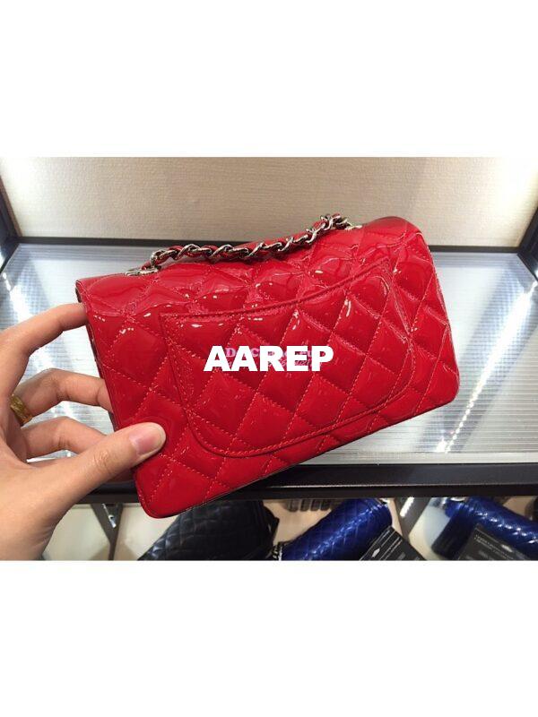 Replica Chanel Quilted Small Classic Flap Bag 20cm Patent Calfskin Red 6