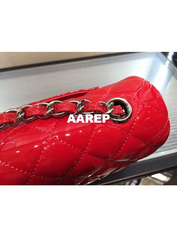 Replica Chanel Quilted Small Classic Flap Bag 20cm Patent Calfskin Red 7