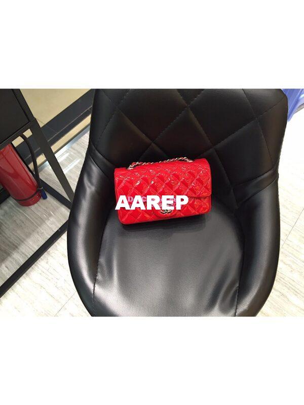 Replica Chanel Quilted Small Classic Flap Bag 20cm Patent Calfskin Red 9