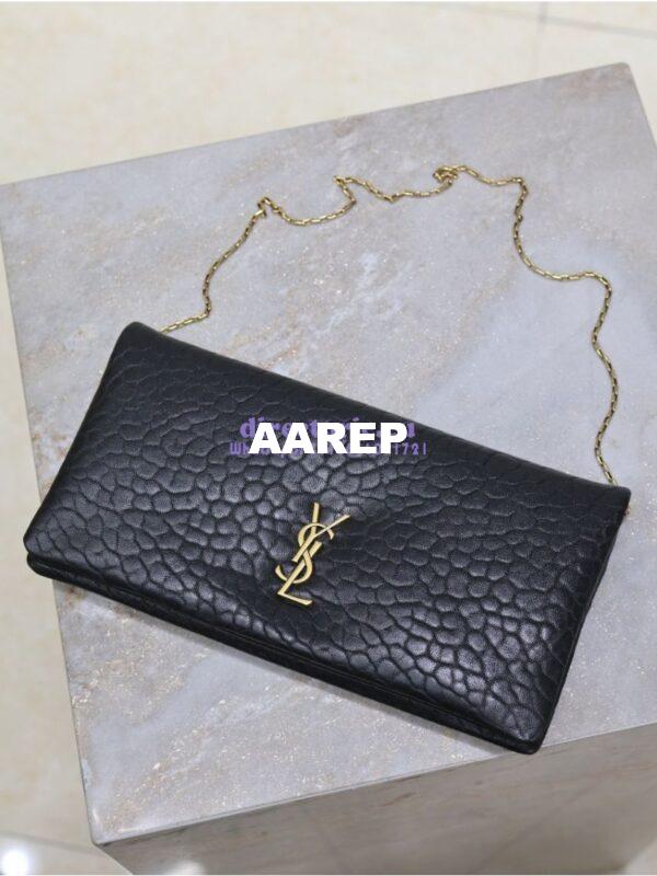 Replica Saint Laurent YSL Calypso Mini Bag In Grained Lambskin with Pillow Effect 801712 Black 4