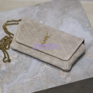 Replica YSL Saint Laurent Gaby Chain Phone Holder In Quilted Suede 7540511 2