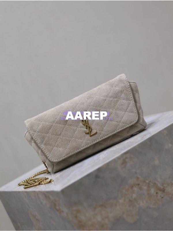 Replica YSL Saint Laurent Gaby Chain Phone Holder In Quilted Suede 7540511 3