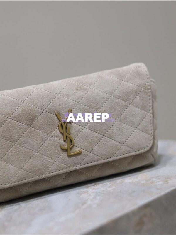 Replica YSL Saint Laurent Gaby Chain Phone Holder In Quilted Suede 7540511 5