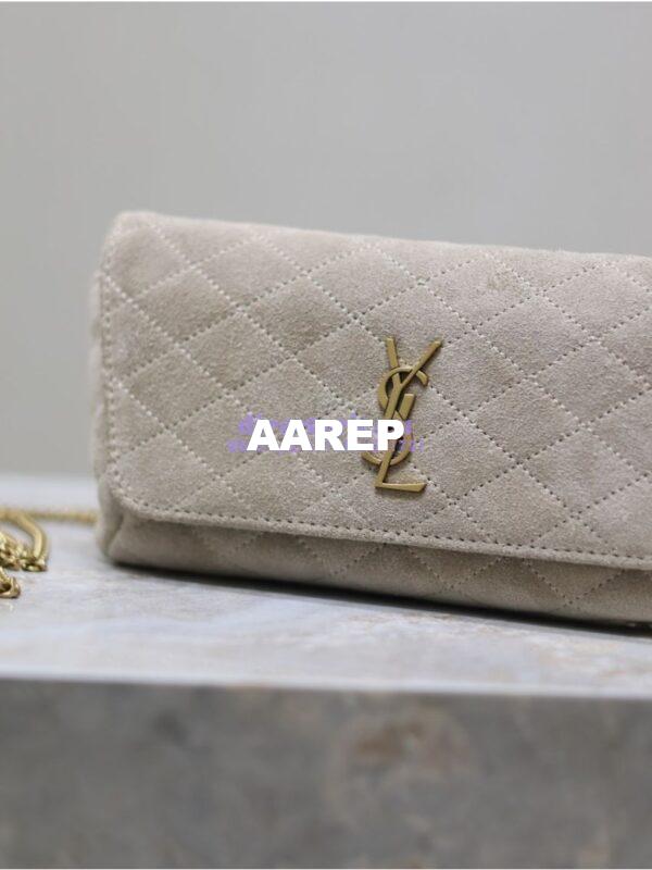 Replica YSL Saint Laurent Gaby Chain Phone Holder In Quilted Suede 7540511 6