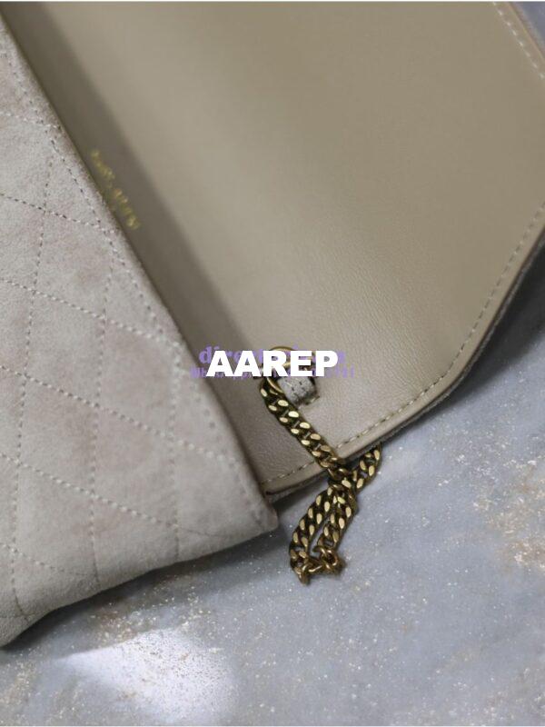 Replica YSL Saint Laurent Gaby Chain Phone Holder In Quilted Suede 7540511 9