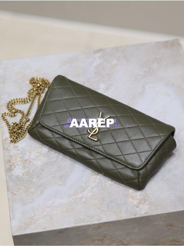Replica YSL Saint Laurent Gaby Chain Phone Holder In Lambskin 7540511 Sage 2