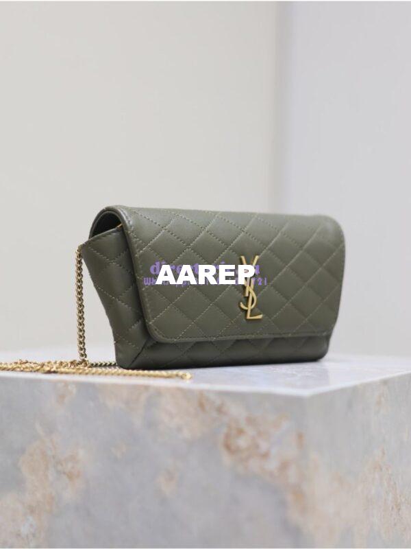 Replica YSL Saint Laurent Gaby Chain Phone Holder In Lambskin 7540511 Sage 4