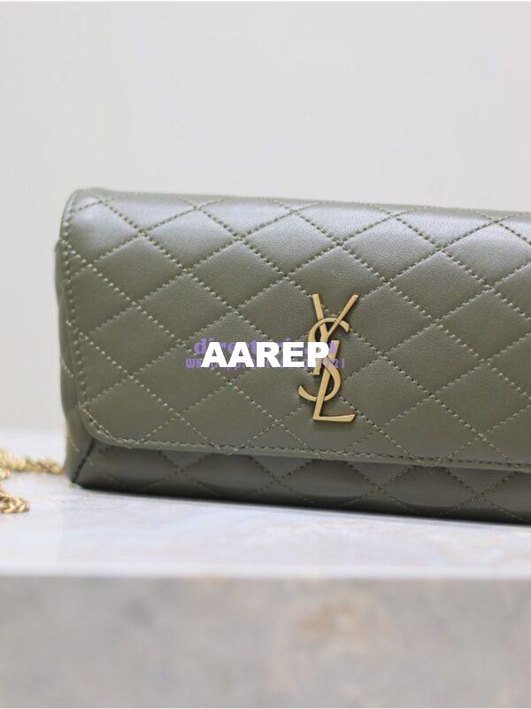 Replica YSL Saint Laurent Gaby Chain Phone Holder In Lambskin 7540511 Sage 5
