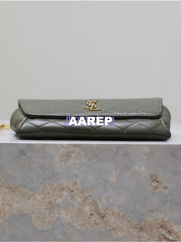 Replica YSL Saint Laurent Gaby Chain Phone Holder In Lambskin 7540511 Sage 8