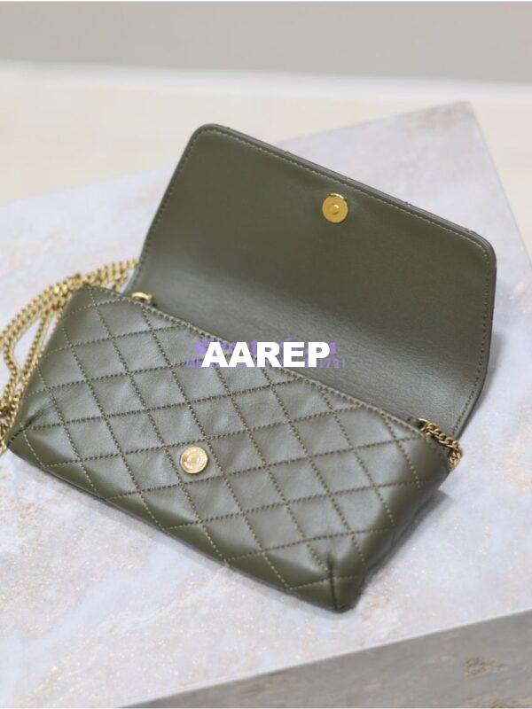 Replica YSL Saint Laurent Gaby Chain Phone Holder In Lambskin 7540511 Sage 9