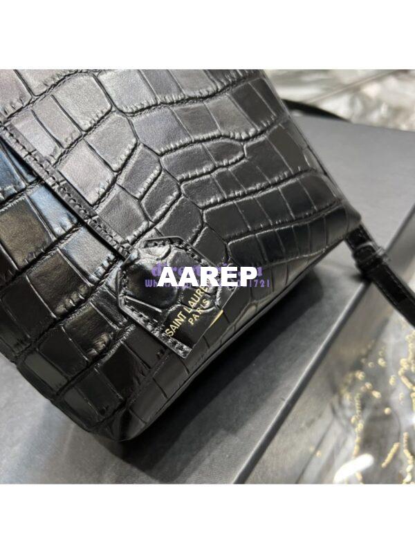 Replica Saint Laurent YSL Mini Toy Shopping Saint Laurent in Crocodile-Embossed Leather – Black 12