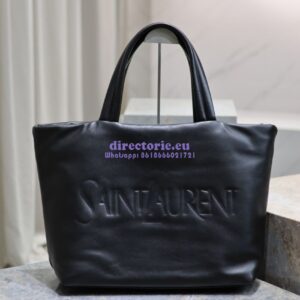 Replica Saint Laurent YSL Embossed Padded Leather Tote Bag – Black