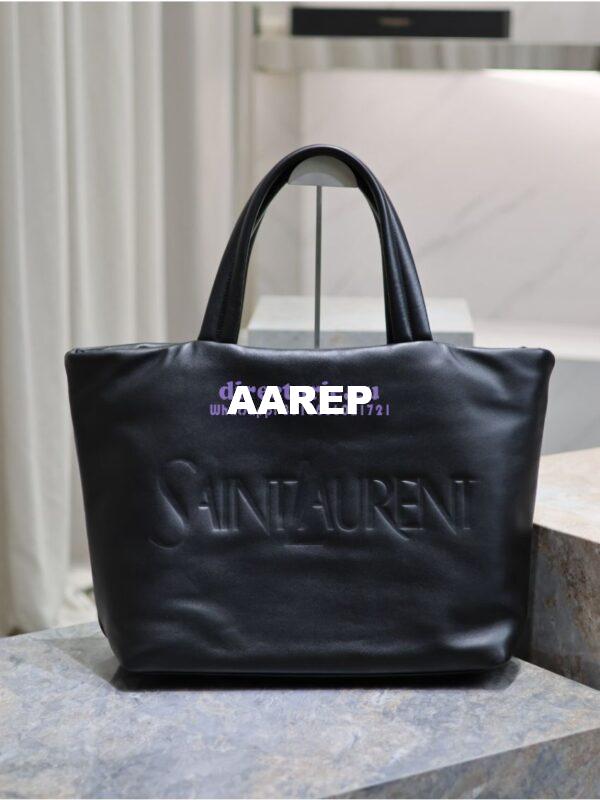Replica Saint Laurent YSL Embossed Padded Leather Tote Bag – Black 3