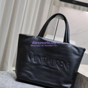 Replica Saint Laurent YSL Embossed Padded Leather Tote Bag – Black 2