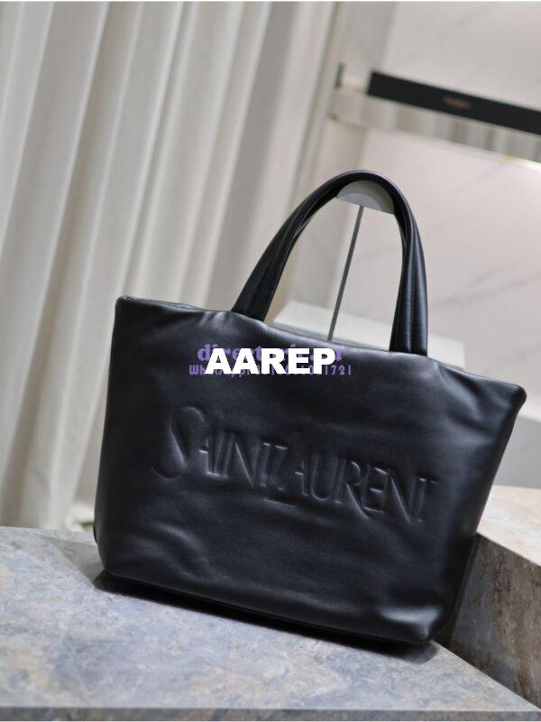 Replica Saint Laurent YSL Embossed Padded Leather Tote Bag – Black 4