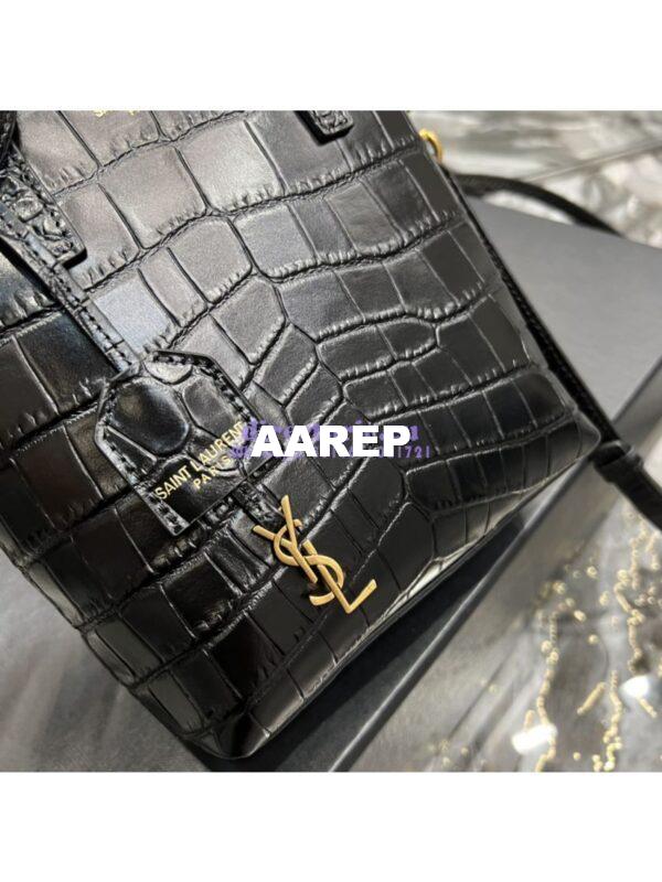 Replica Saint Laurent YSL Mini Toy Shopping Saint Laurent in Crocodile-Embossed Leather – Black 18