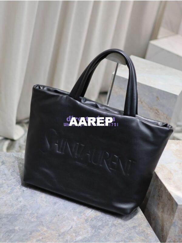 Replica Saint Laurent YSL Embossed Padded Leather Tote Bag – Black 12
