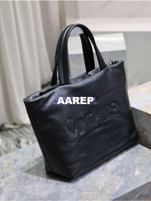 Replica Saint Laurent YSL Embossed Padded Leather Tote Bag – Black 14