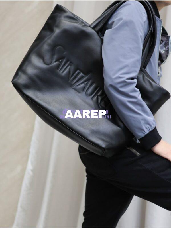 Replica Saint Laurent YSL Embossed Padded Leather Tote Bag – Black 20