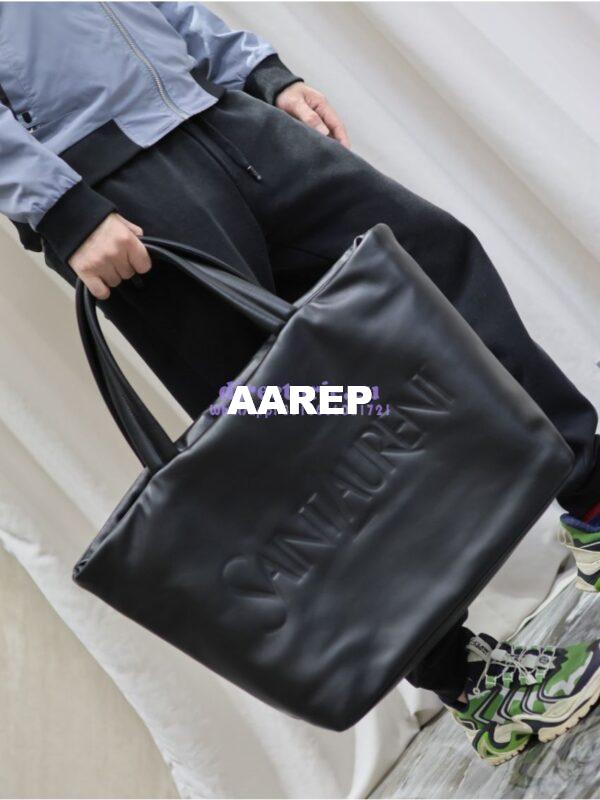 Replica Saint Laurent YSL Embossed Padded Leather Tote Bag – Black 22