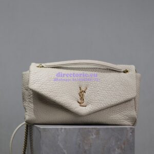 Replica Saint Laurent YSL Large Calypso In Grained Lambskin 777399 white