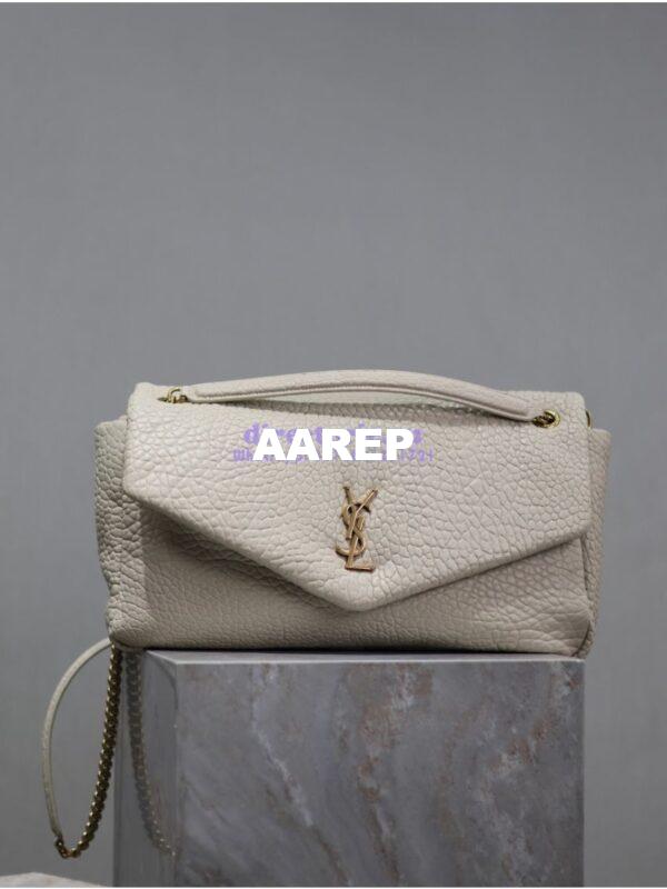 Replica Saint Laurent YSL Large Calypso In Grained Lambskin 777399 white 3
