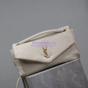 Replica Saint Laurent YSL Large Calypso In Grained Lambskin 777399 white 2