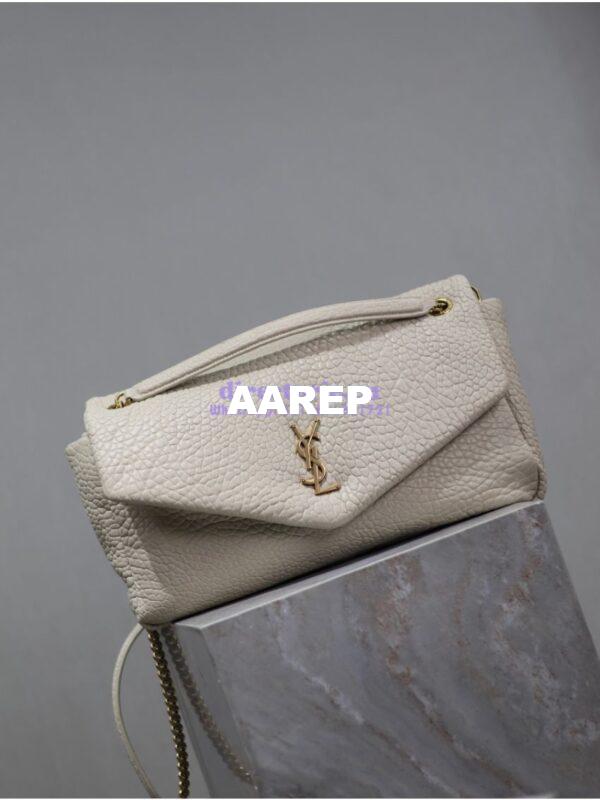 Replica Saint Laurent YSL Large Calypso In Grained Lambskin 777399 white 4