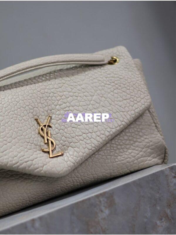 Replica Saint Laurent YSL Large Calypso In Grained Lambskin 777399 white 6