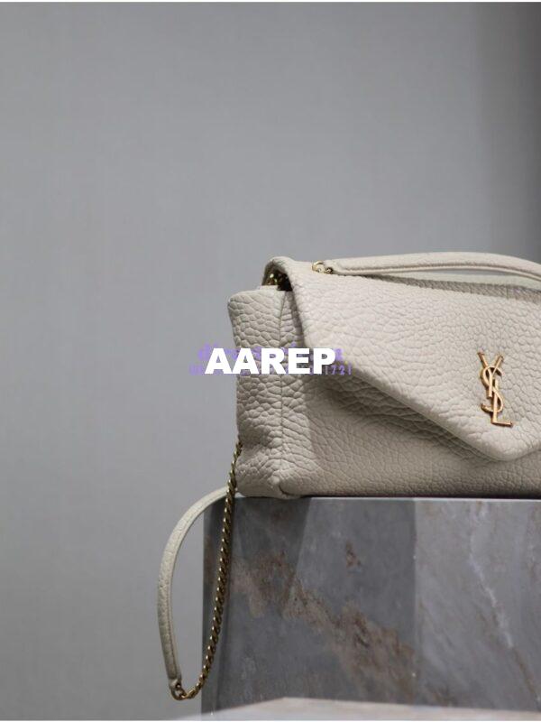 Replica Saint Laurent YSL Large Calypso In Grained Lambskin 777399 white 7