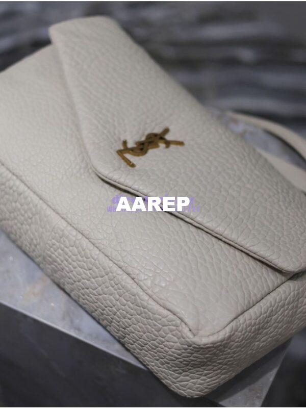 Replica Saint Laurent YSL Large Calypso In Grained Lambskin 777399 white 9