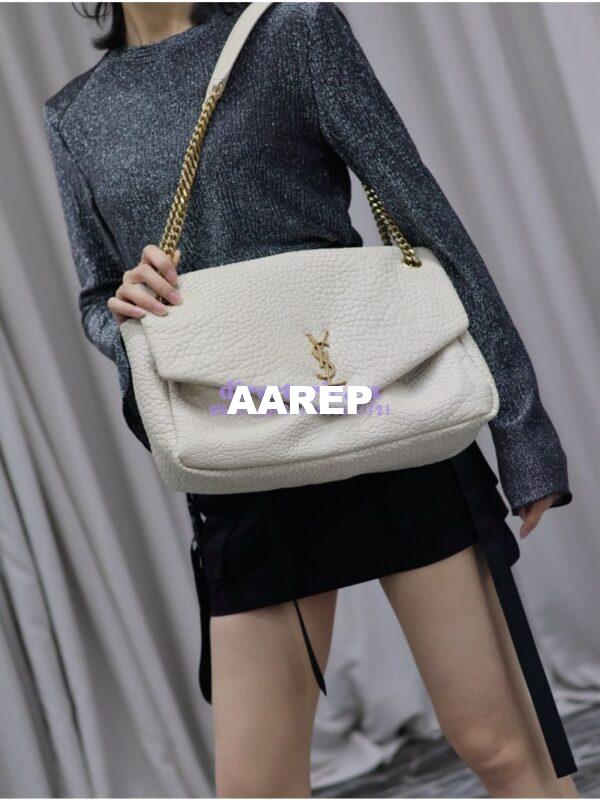 Replica Saint Laurent YSL Large Calypso In Grained Lambskin 777399 white 19
