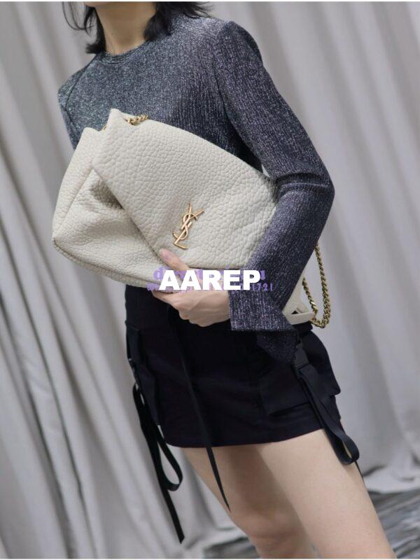 Replica Saint Laurent YSL Large Calypso In Grained Lambskin 777399 white 20
