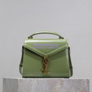 Replica YSL Saint Laurent Cassandra Mini Top Handle Bag In Smooth Shiny Leather 602716 Avocada