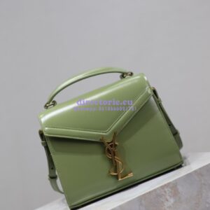 Replica YSL Saint Laurent Cassandra Mini Top Handle Bag In Smooth Shiny Leather 602716 Avocada 2