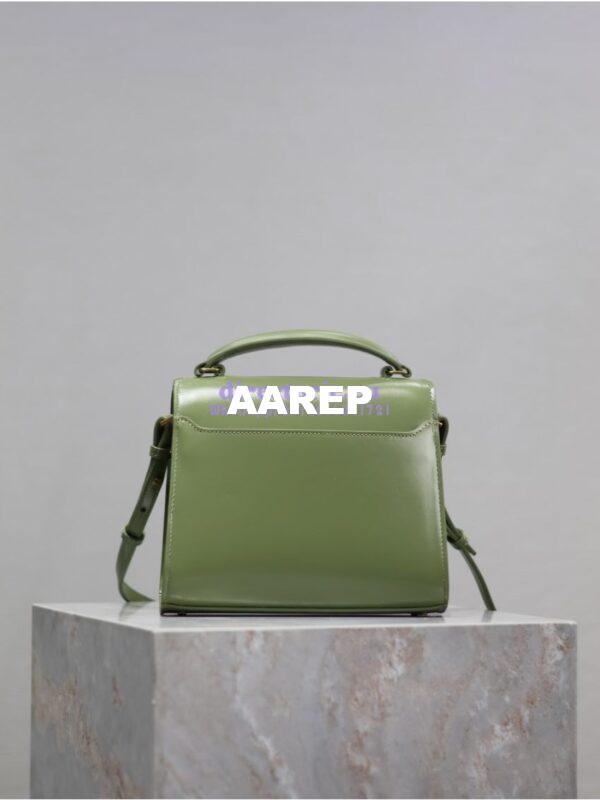 Replica YSL Saint Laurent Cassandra Mini Top Handle Bag In Smooth Shiny Leather 602716 Avocada 5