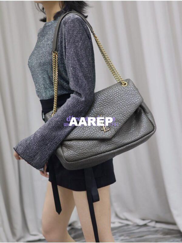 Replica Saint Laurent YSL Large Calypso In Grained Lambskin 777399 dark green 19