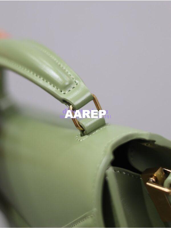 Replica YSL Saint Laurent Cassandra Mini Top Handle Bag In Smooth Shiny Leather 602716 Avocada 9