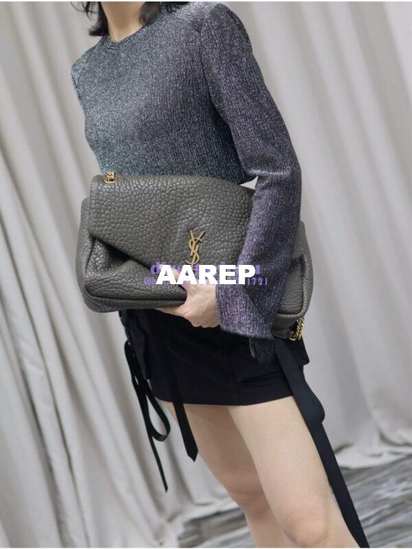 Replica Saint Laurent YSL Large Calypso In Grained Lambskin 777399 dark green 23