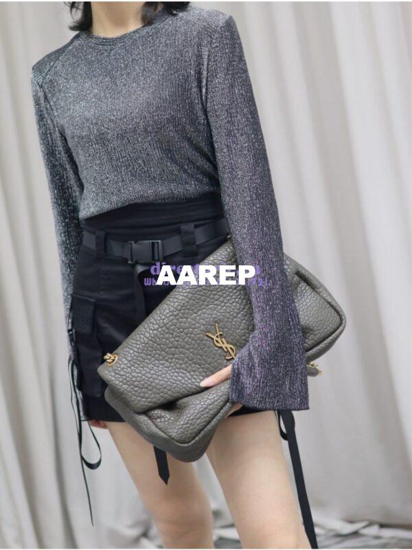 Replica Saint Laurent YSL Large Calypso In Grained Lambskin 777399 dark green 24