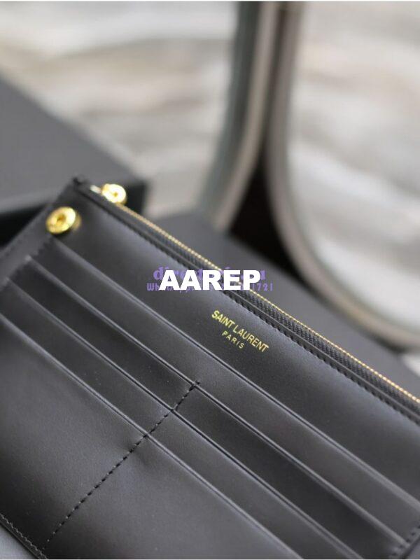Replica Saint Laurent YSL Uptown Large Wallet in Crocodile-Embossed Shiny Leather black 582124 14